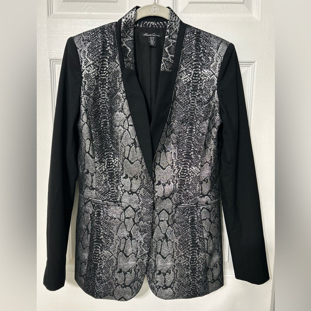 Kenneth Cole New York Metallic Snakeskin Print Tuxedo Blazer